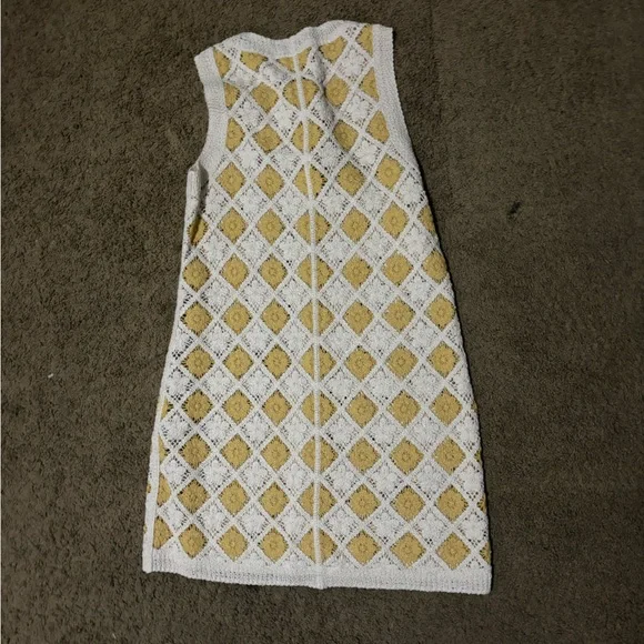 🌻🐝Sézane MARIE DRESS Crochet Floral Dress in Ecru/Yellow - Picture 8 of 10